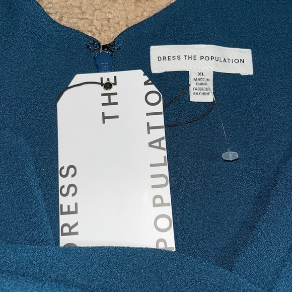 Dress the Population Tatum Bodycon Mini Cocktail Party Dress Peacock Blue XL - Picture 7 of 9